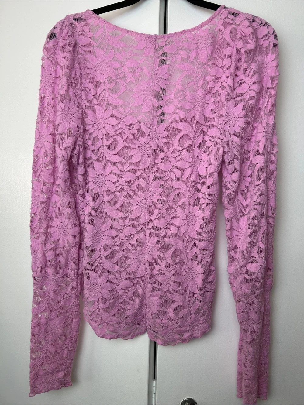Free People Intimately Floral Lace square Neck Long Sleeve Top - Pink